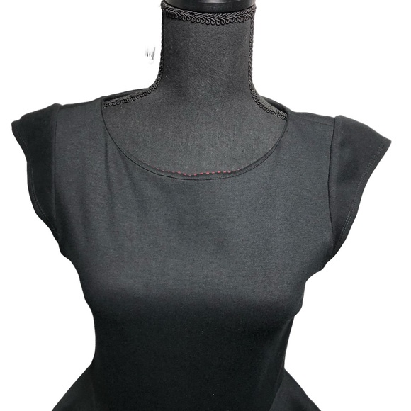 Alice + Olivia Dress Peplum Cap Sleeve Black Size 8 - Picture 5 of 10
